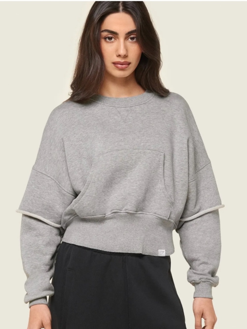 Gymshark x Leana Deeb Gray Cropped Oversized Sweatshirt